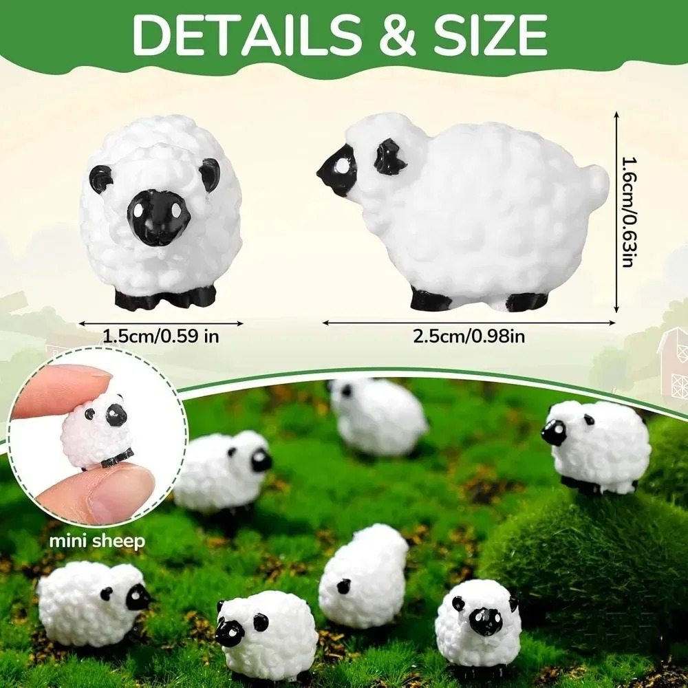 Bonsai Garden China - 10Pcs Miniature Sheep Resin Plastic Figures,