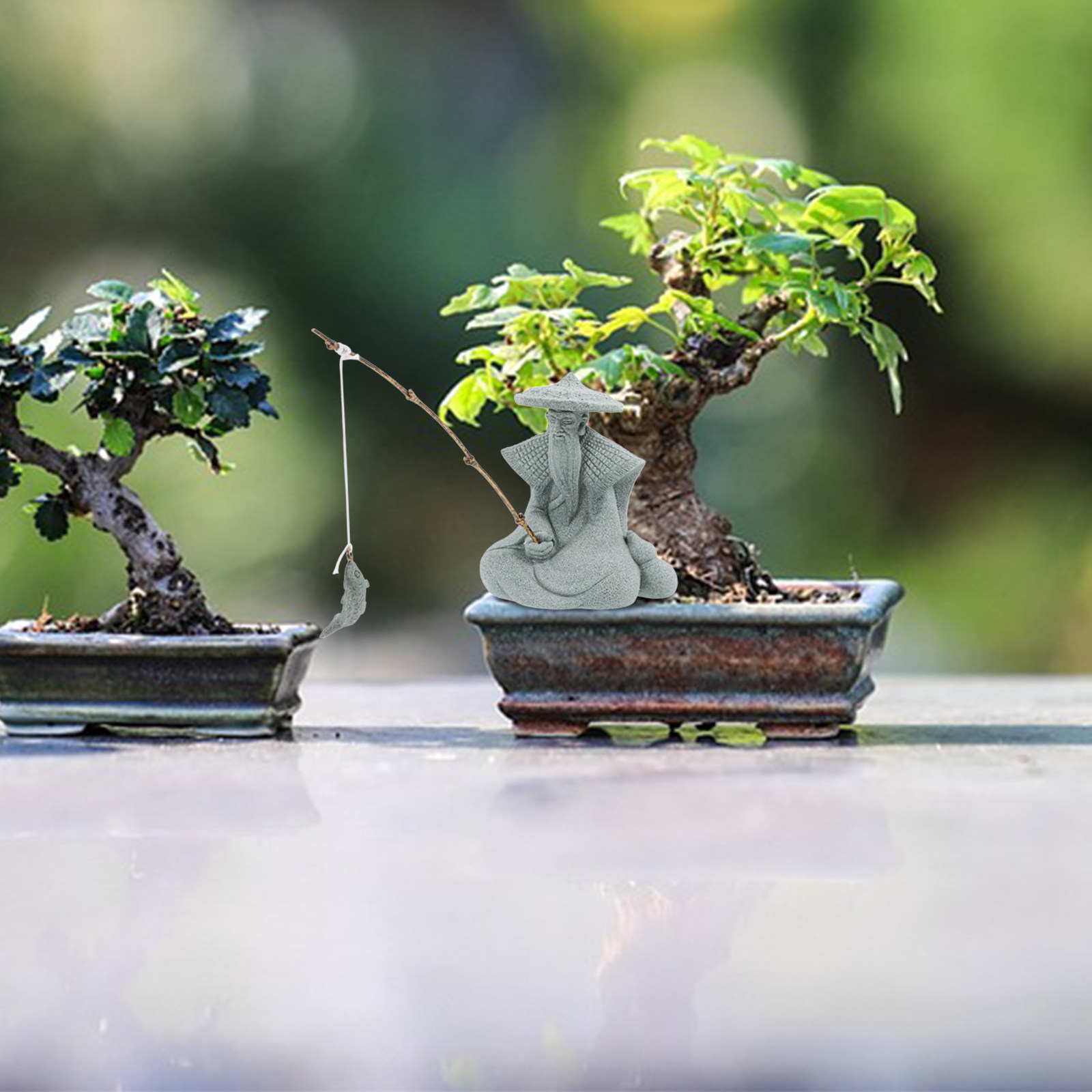 Resin Fisherman Statue Chinese - огляд і ціна Bonsai Garden Display