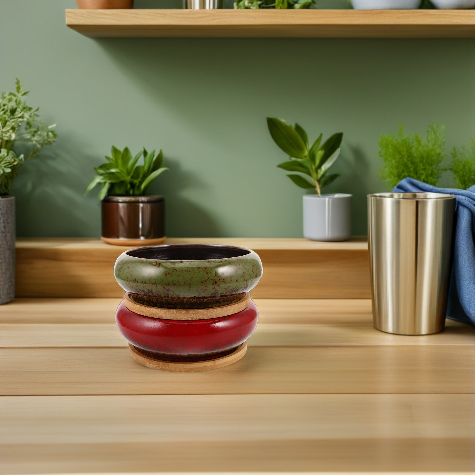 2Pcs Retro Ceramic Succulent P - огляд і ціна Bonsai Garden Display